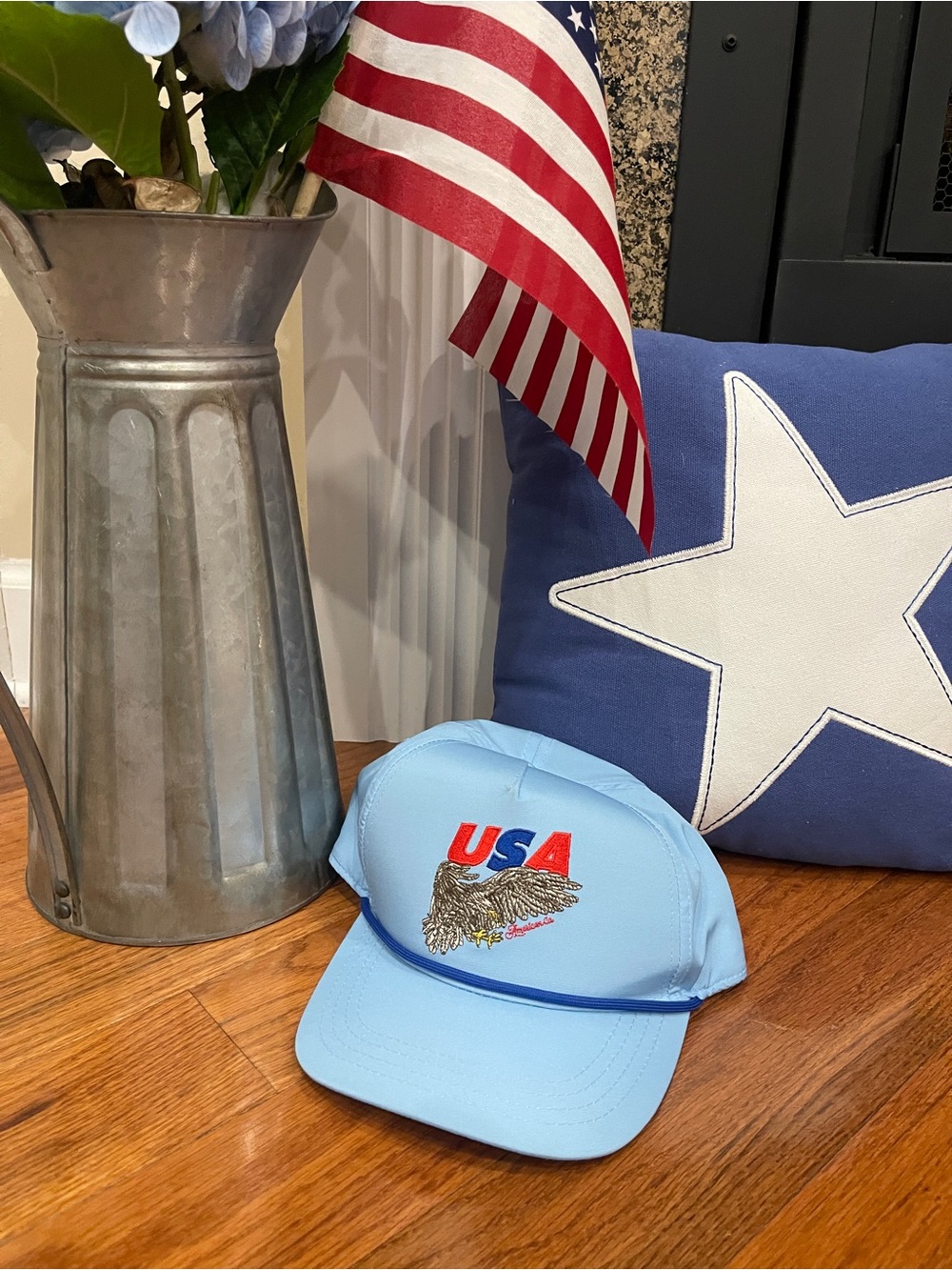 The State Company USA Light Blue Eagle Flag Patriotic American Baseball Hat Cap - Picture 3 of 8